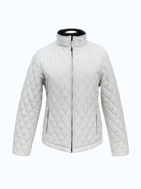 L.L. Bean Women’s Quilted Puffer Jacket Size Large Light Gray Zip Front